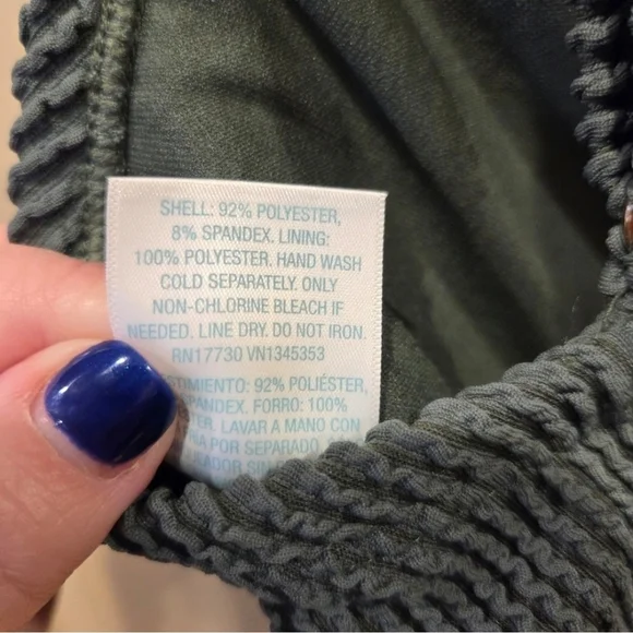 New Kona Sol Green Ribbed One Piece Swimsuit Women's Small (4-6) Full Coverage - Picture 10 of 12